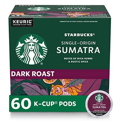 Starbucks KCup Coffee Pods Dark Roast Coffee Sumatra for Keurig Brewers 100 Arabica 6 boxes 60 pods total