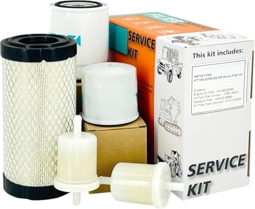 Euros K121182320 Air Filter Maintenance Kit Fit For Kubta BX24 BX25 BX23S BX1500 BX1800 BX2360 BX2380 BX2230 Rep HH15032430HHK2036990 OilTransmission Filter WhiteK121182320