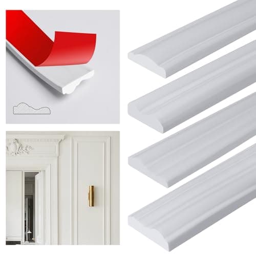 Peel and Stick Panels Molding Trim, Self-Adhesive Wall Paneling Strip, Flexible Chair Rail Classic Wall Trim for Home Decoration (1.3in*10ft)