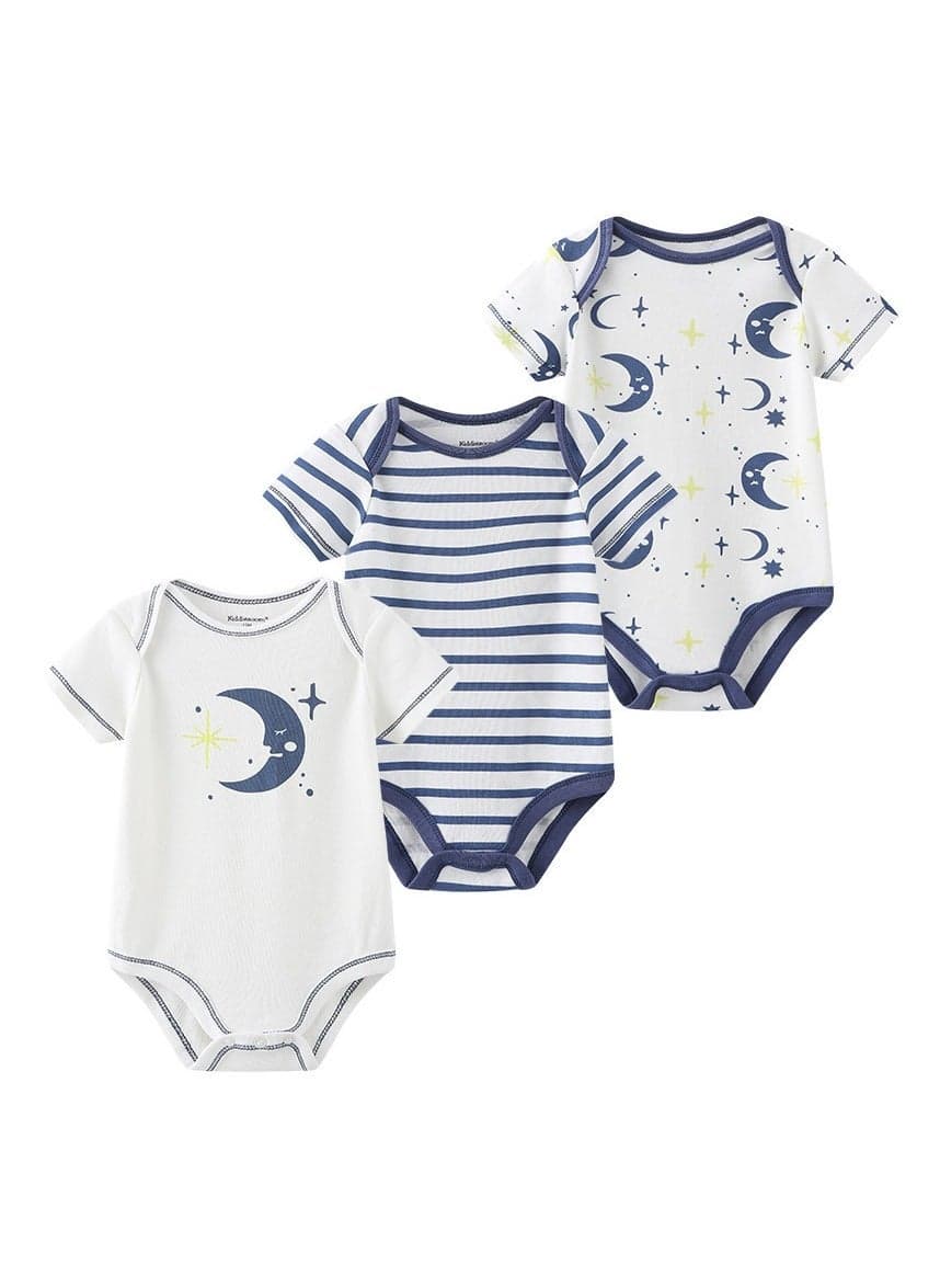 Baby Pure Cotton Jumpsuit Short-sleeved Crawling Suit Three-piece Set