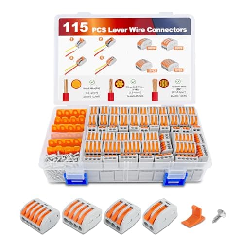 Nilight 115PCS Lever Wire Connectors Nuts Kit 28-12AWG Inline Electrical Terminal 2 3 4 5 Port Assortment Quick Disconnect Push in Wires Connectors for Solid Stranded Wiring Projects