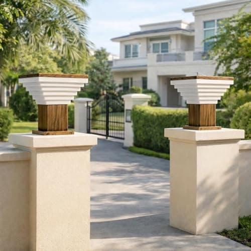 GAUVIK Modern Golden Antique Finish Outdoor Gate Pillar Light – Waterproof Garden Entrance Lamp for Home Entrance, Garden, Villa Entrance, Hotel & Restaurant Outdoor Area (Pack of 2) (Without Bulb)