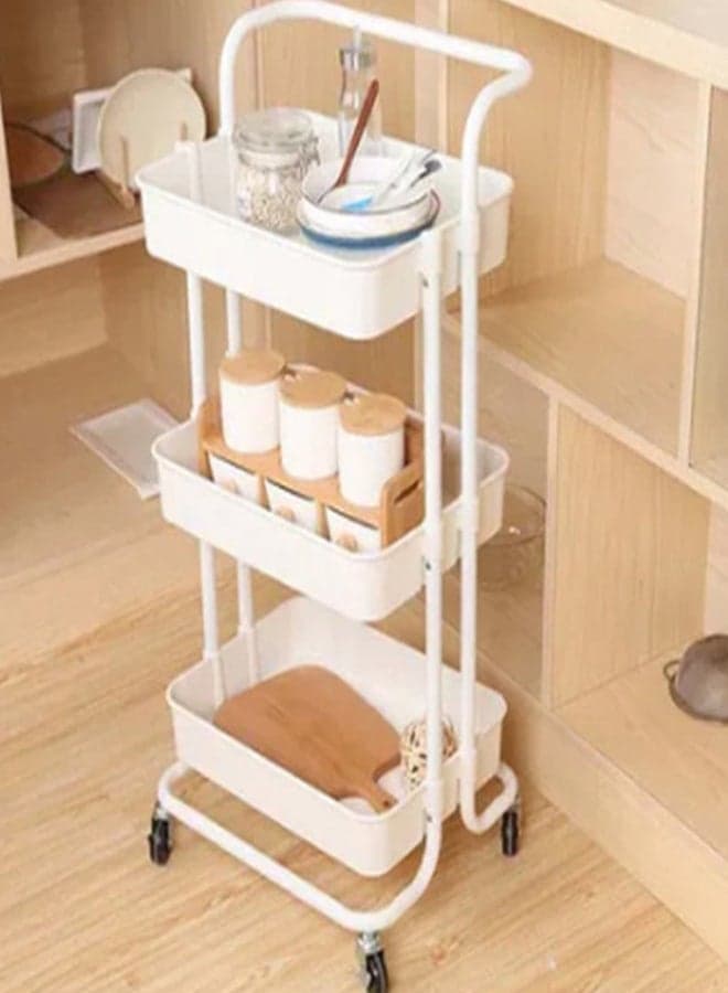 3-Tier Trolley Storage Cart With Wheels White