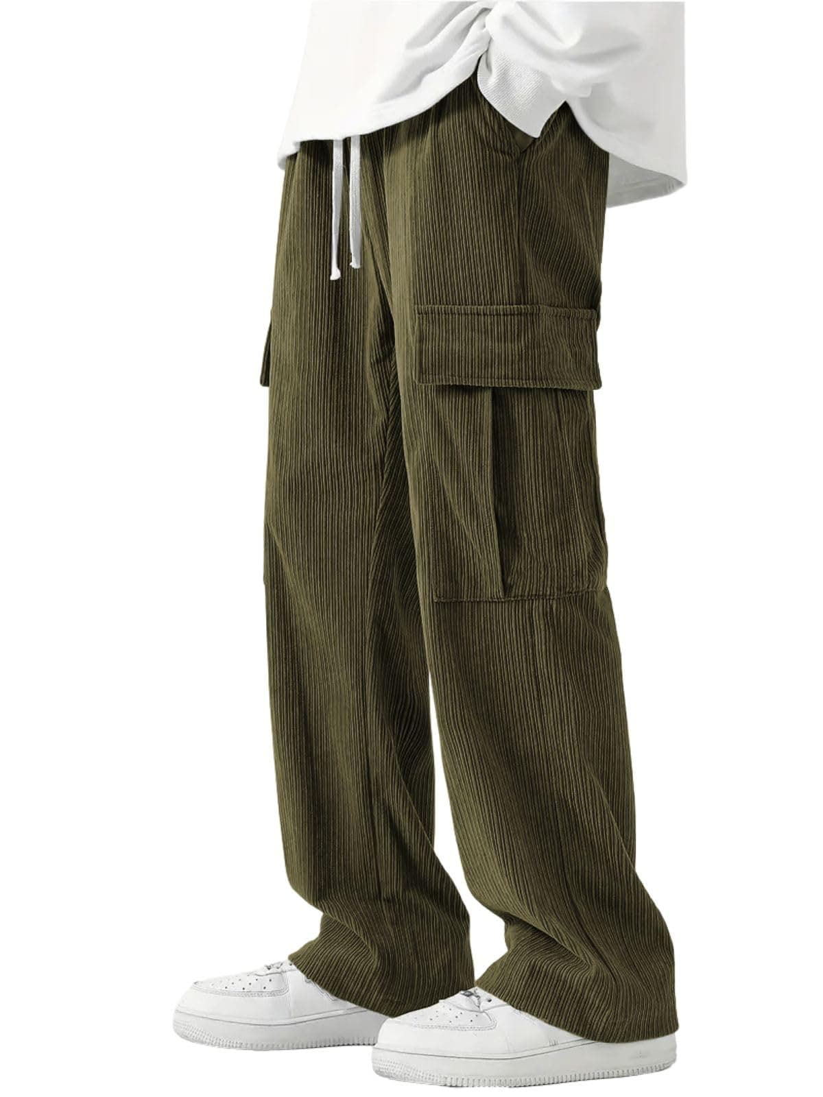 Greciilooks Cargo Joggers for Men – Cotton Loose Fit Utility Pants with 6 Pockets | Durable Outdoor & Hiking Trousers Green