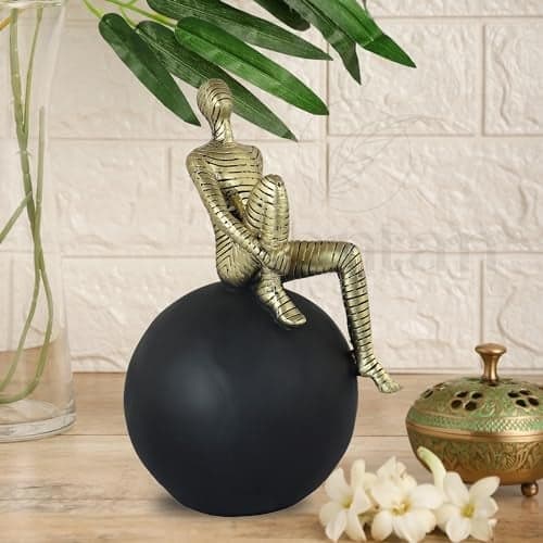 nantan Handicrafts Thinking Lady On Ball Showpieces for Home Living Room Decorative Tv Unit Display Wedding Gifts,Velentines Giftt Item (Multicolor-9 Inches)