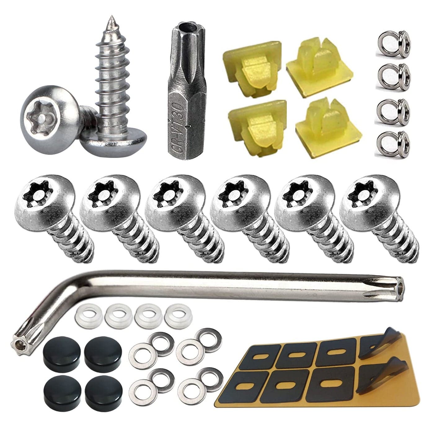 Aootf Anti Theft License Plate Screws Stainless Steel Tamper Resistant Car Tag Frame Fasteners Security Tapping Screws Qty 8