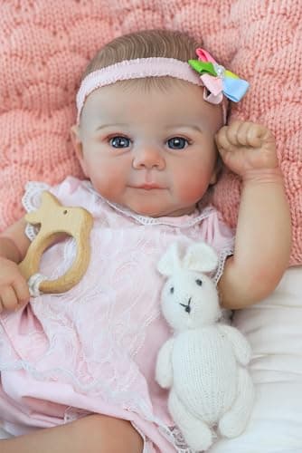 SCOM Reborn Baby Doll Girl 18 Inch Lifelike Newborn with Realistic Details Real Life Baby with Soft Weighted Body GiftReady for Girls Ages 3