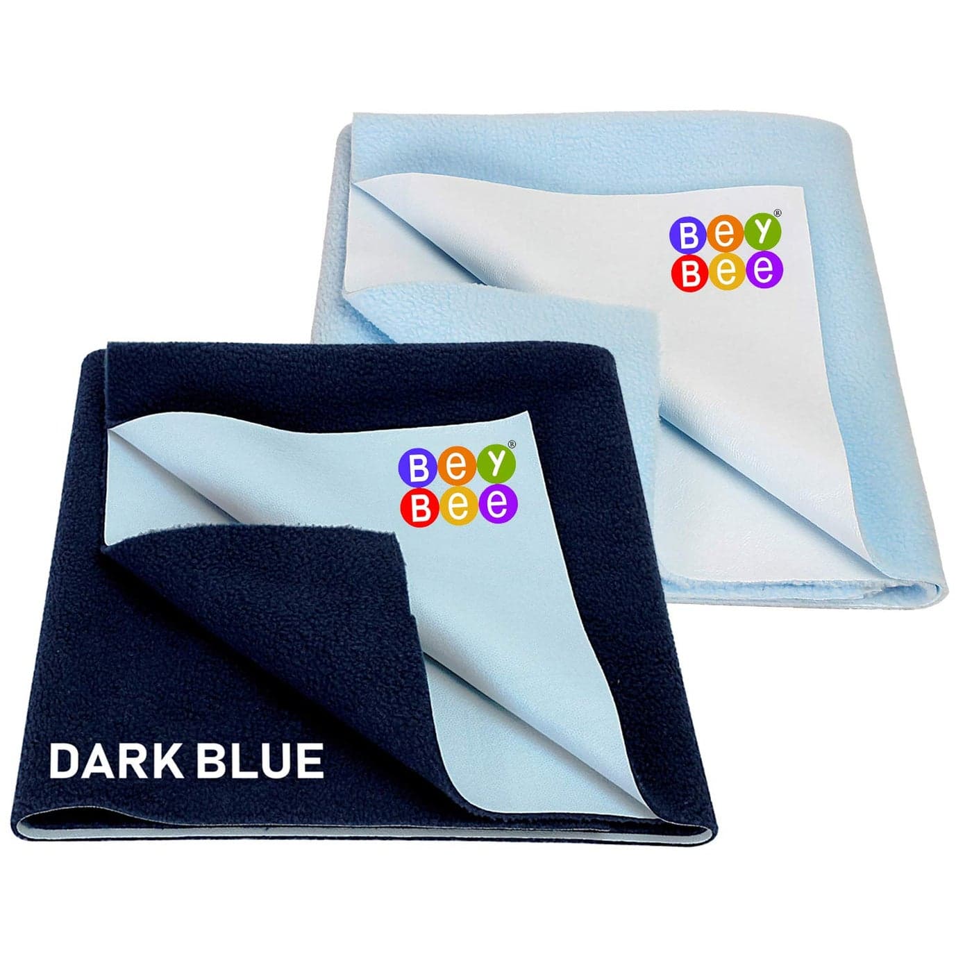 BeyBee NonToxic Quick Dry Sheet for New Born BabyAntiPiling Soft Fleece Bed ProtectorWaterproof Extra Absorbent Mattress Protector for Infant Large Combo Dark BlueBlue