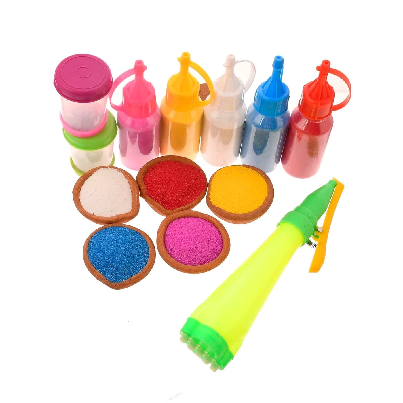 Saudeep India Rangoli Color Powder Bottle with Rangoli Pen and Fillers Rangoli Colour Powder Rang for Diwali Navratri Pongal Pooja Mandir Colour Powder Set80x5400 Grams5 Colors