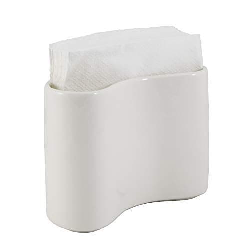 Scarlettwares Ceramic Napkin Holder For Table Kitchen Paper Linen Cloth Napkins Upright Stand Up Sturdy Stylish Modern Compact White Modern Farmhouse