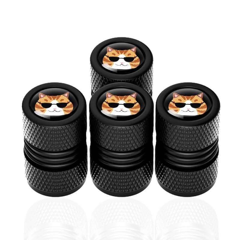 Cute Cat Paw Tire Valve Stems Cap Tire Valve Cap Cover Air Caps Part Car Accessories for Car Truck Motorcycle SUV Bike Car Decor with O Rubber Ring DustProof Gift for Women Men 4 Pack Black