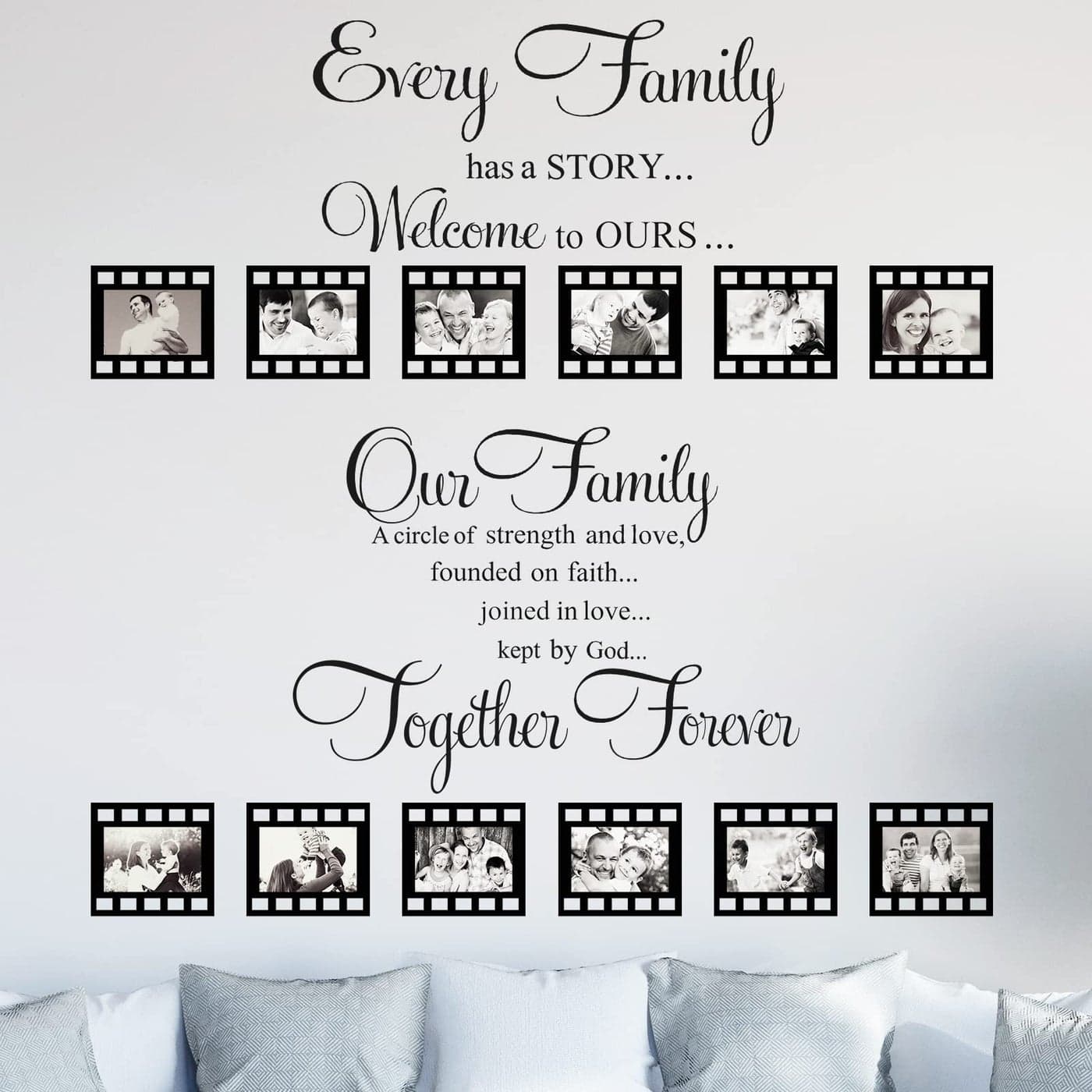 Family Wall Stickers Contains 12 Pieces of Picture Frames Every Family Has a Story Wall Decor Our Family is a Circle Decal for Living Room