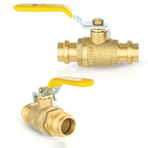 2Pack HeSun Copper Press Ball Valve 12 x 12 Copper Press Shut Off Valve 14 Turn Brass Full Port Water Stop with ORingsVALVE2422