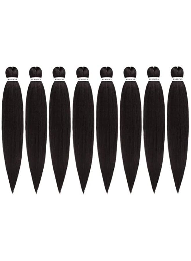 ROSDINA Prestretched Braiding Hair 24 Inch 8 Packs Dark Brown Long Braiding Hair For Twist or Box Braids Yaki Texture Hot Water Setting Synthetic Braiding Hair Extensions 24 Inch 28P