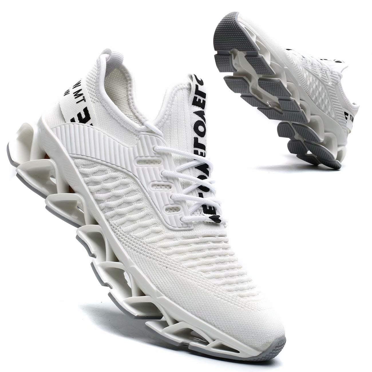 Vooncosir Mens Fashion Sneakers Breathable Mesh Running Shoes Blade Non Slip Soft Sole Casual Athletic Lightweight Walking Shoes11White