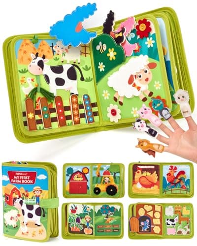hahaland Busy Book for Toddlers 13 Montessori Toys Busy Board for 1 Year Old Boy Gifts Girl Toys Educational Learning Quiet Activity Books Gifts Toddler Travel Toys for One Year Old Birthday Gift