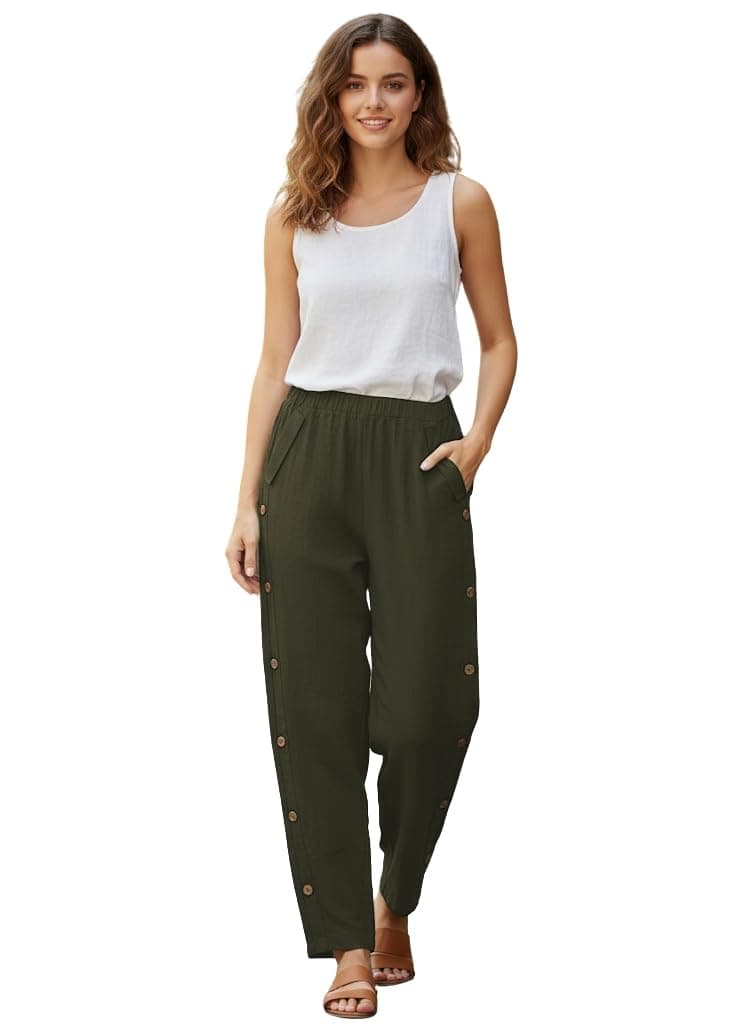 TOPLOT Women's Trousers | Loose Fit Design | Stylish Korean Style Look | Formal Pant for Women | Trendy Fashion Styling | Easy Movement | Excellent for Casual (5192_36_Olive)