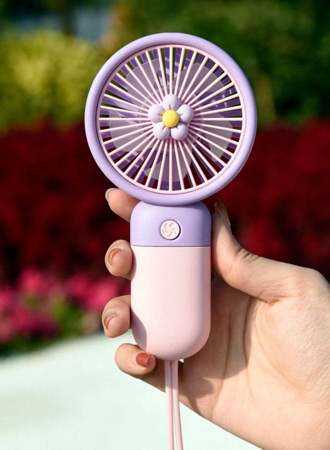 Personal Fan Mini Handheld Portable Foldable Small Fan USB Rechargeable Personal Fan Neckable Desktop Mute Handheld Small Fan Suitable for Summer Travel Camping (Lanyard Style)