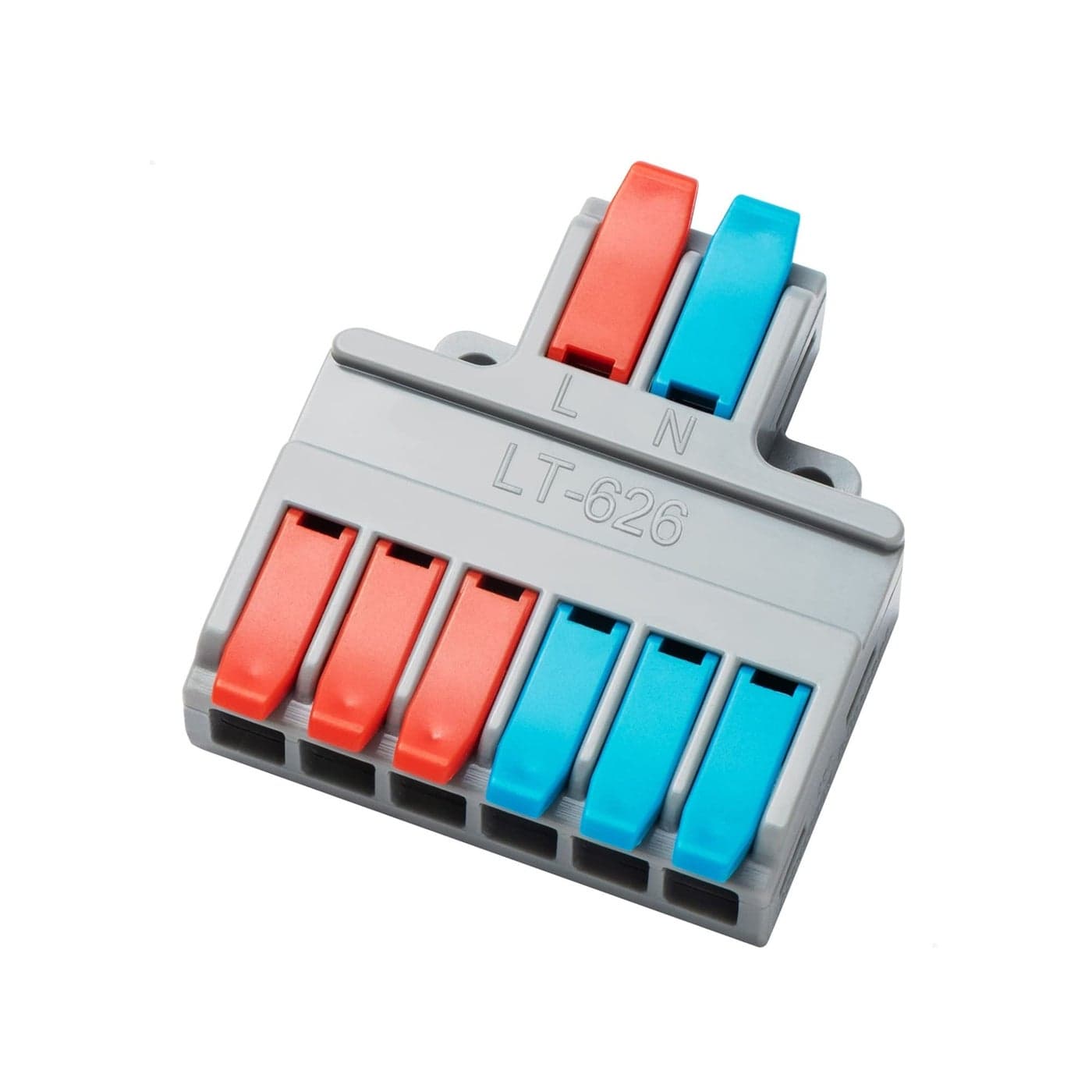 Lever Wire Nuts Wire Connectors, 10Pcs Compact Splicing Connector Push-in Conductor Terminal Blocks (New- 2 in 6 Out)