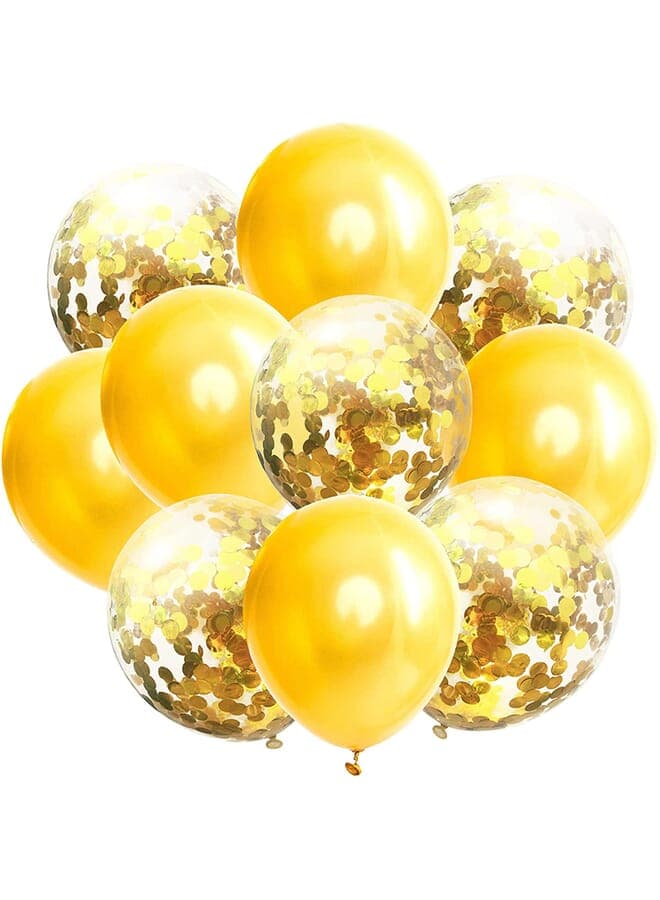 10 Pieces Balloons Decorations Set Include Metallic Gold Latex Balloons And Gold Foil Confetti Filled Balloons For Birthday Wedding Baby Shower Party Decorations Supplies 12 Inches
