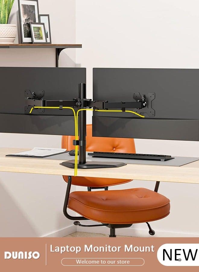 Dual Monitor Desk Mount, Heavy Duty Fully Adjustable Steel Stand, Dual Monitor Arm for Desk, Fits Two Screens up to 13-27 inch, Computer Monitor Stand with VESA Mount, Holds up to 22 lbs per Arm