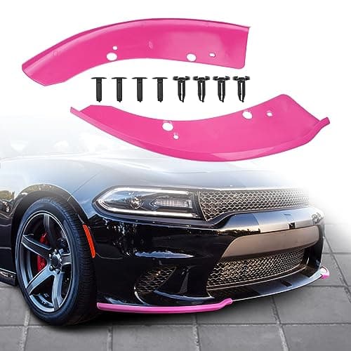 JDMON Front Bumper Lip Splitter Protector Compatible with Dodge Charger SRT Hellcat/SRT 392 / Scat Pack/RT Scat Pack/GT/RT 2015-2021, GT RT Accessories, Pink, 2pcs