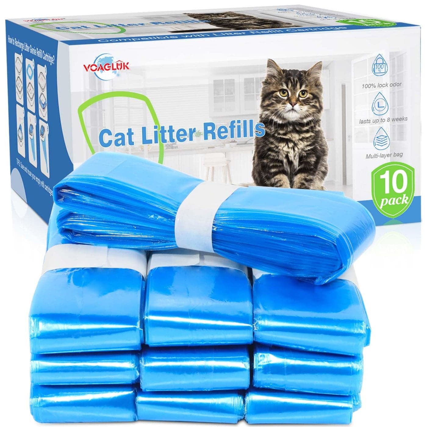 10 Pack Cat Litter Refill Bags 100 Enhanced Odor Control Generic Litter Refills Compatible with Standard Plus XL Pail