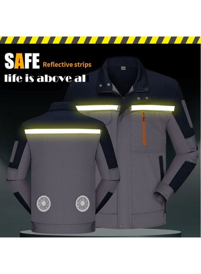 Dual Fan Air Conditioned Work Jacket with USB Powered Cooling System for Construction, Maintenance, Logistics, Farming and Outdoor Jobs, Lightweight Breathable Fabric, Long Sleeve Protection, Durable Stitching, Comfortable Everyday Wear, Heat Resistant Design