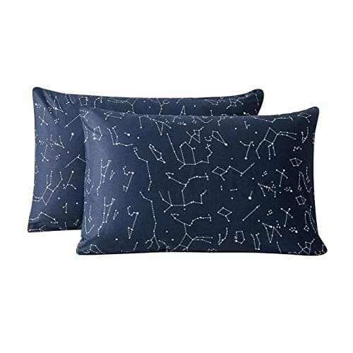 SUSYBAO King Size Pillow Cases Set of 2 100% Cotton Navy Constellation Bed Pillowcases Navy Blue Galaxy Space Patterned Pillow Covers Celestial Pillow Encasement with Envelope Closure, 20 x 36 in