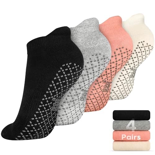 unenow Unisex Non Slip Grip Socks with Cushion for Yoga Pilates Barre Home & Hospital