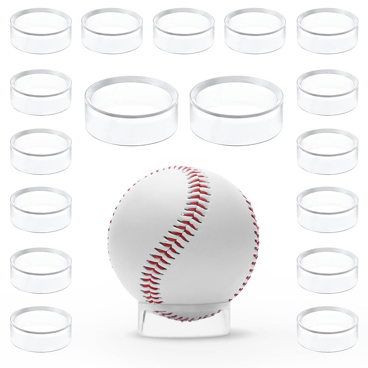 Party Zealot 30 pcs Large Acrylic Clear Baseball Stands 158 Size Display Holders for Large Round Object Soccer Softballs