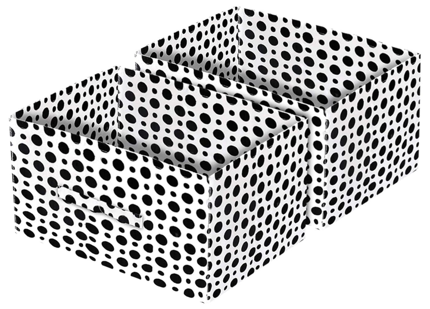 Kuber Industries Dot Printed Flodable Storage Box For ToysStorage Box For ClothesDrawer Storage and Cloth OrganizerPack of 2 Black WhiteKUBMART16016