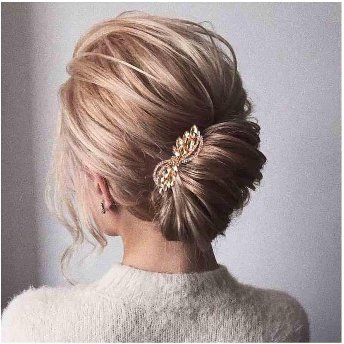 Rhinestone Wedding Hair Clip Barrette Gold Crystal Hair Barrette Shine Bride Headpieces Decorative Headwear Crystal Hair Clip Comb Bridal Hair Accessories for Women and Girls Gold