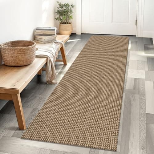 IOHOUZE Washable Runner Rug 2x6 Non Slip Rubber Backed Runners for Hallways Entryway Runner Indoor, Kitchen Rugs Woven Cotton Floor Carpet for Hall Entrance Bedroom, Orange/Tan/Brown