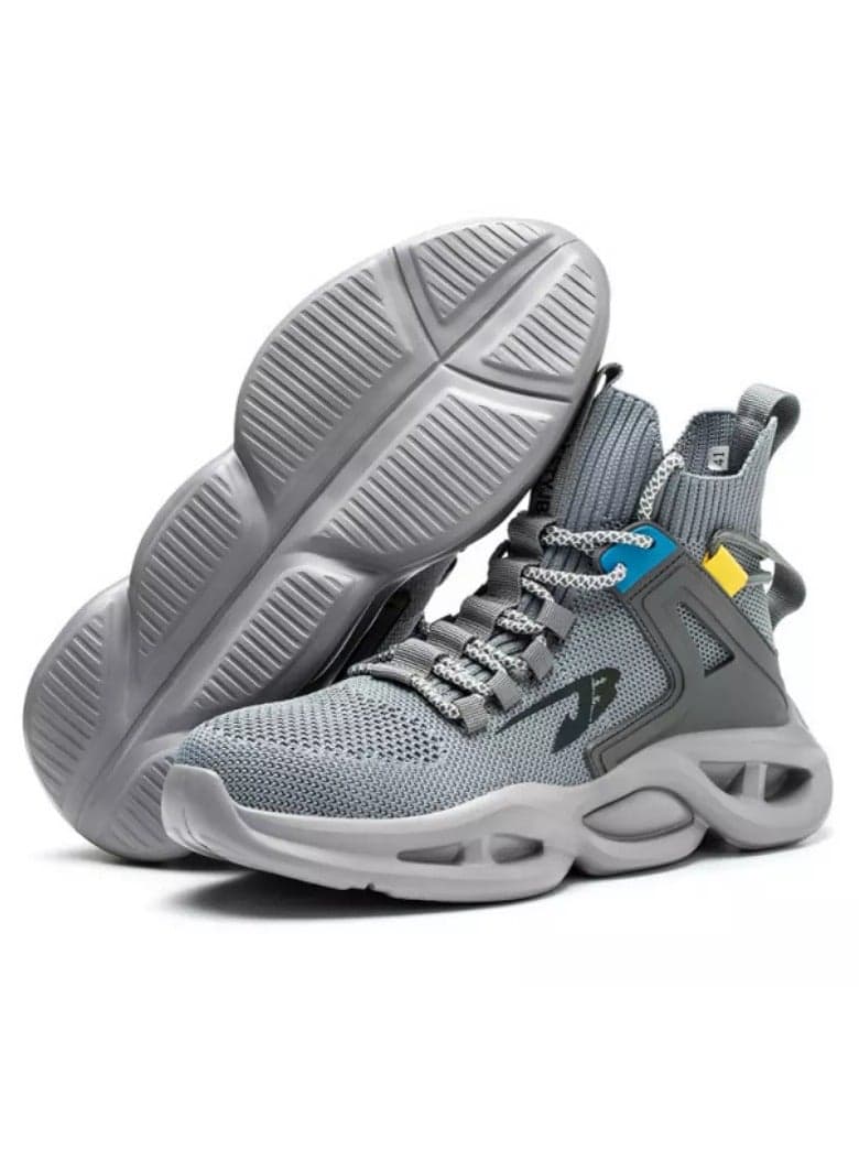 Men's Woven Breathable Steel Toe Puncture Proof Cushioned Safety Shoes Comfy Non Slip Rubber Sole Durable Work Shoes Men's Footwear (40 EUR)