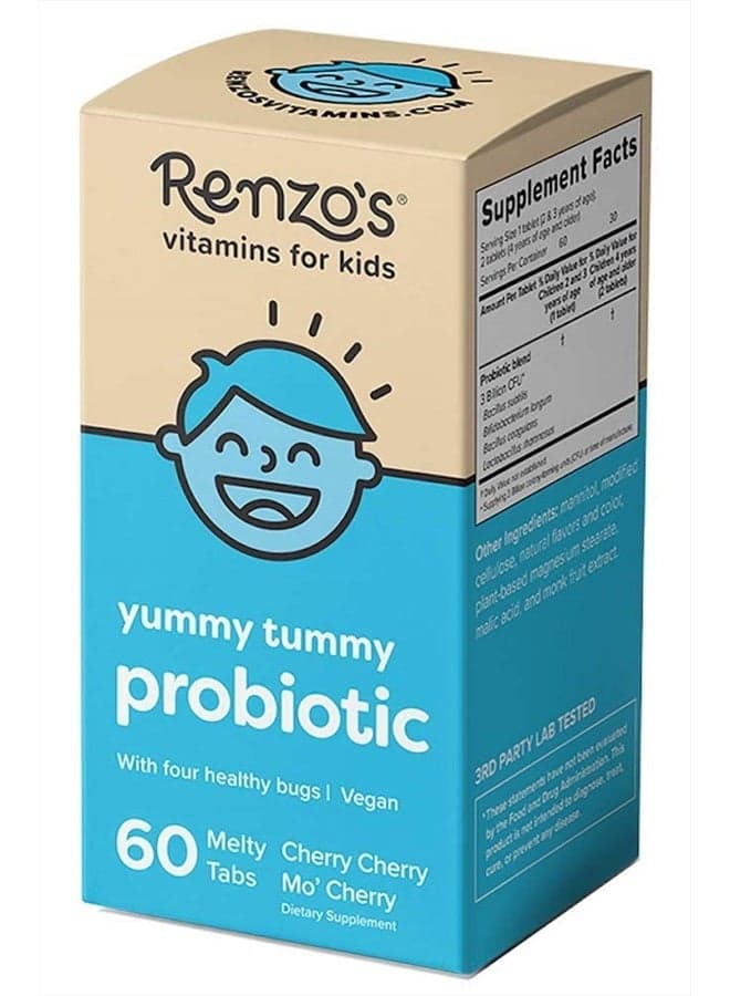 Kids Probiotic - Dissolvable Probiotics for Digestive Health & Immune Support - 60 Cherry-Flavored Melty Tabs