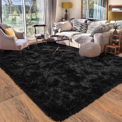 Quntue Rugs for Living Room 5x7, Soft Shaggy Modern Shag Black Area Rug for Bedroom, Upgrade Non-Slip Plush Fluffy Carpet for Kids Boys Girls Room Home Decor Aesthetic