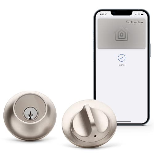 Level Lock Deadbolt Smart Lock Worlds Smallest Smart Lock Plus Apple Home Keys Level App for iOS Android Works with Apple Home Satin Nickel