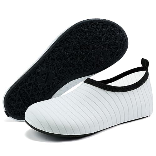 ANLUKE Water Shoes Barefoot Aqua Yoga Socks Quick-Dry Beach Swim Surf Shoes for Women Men White 40/41