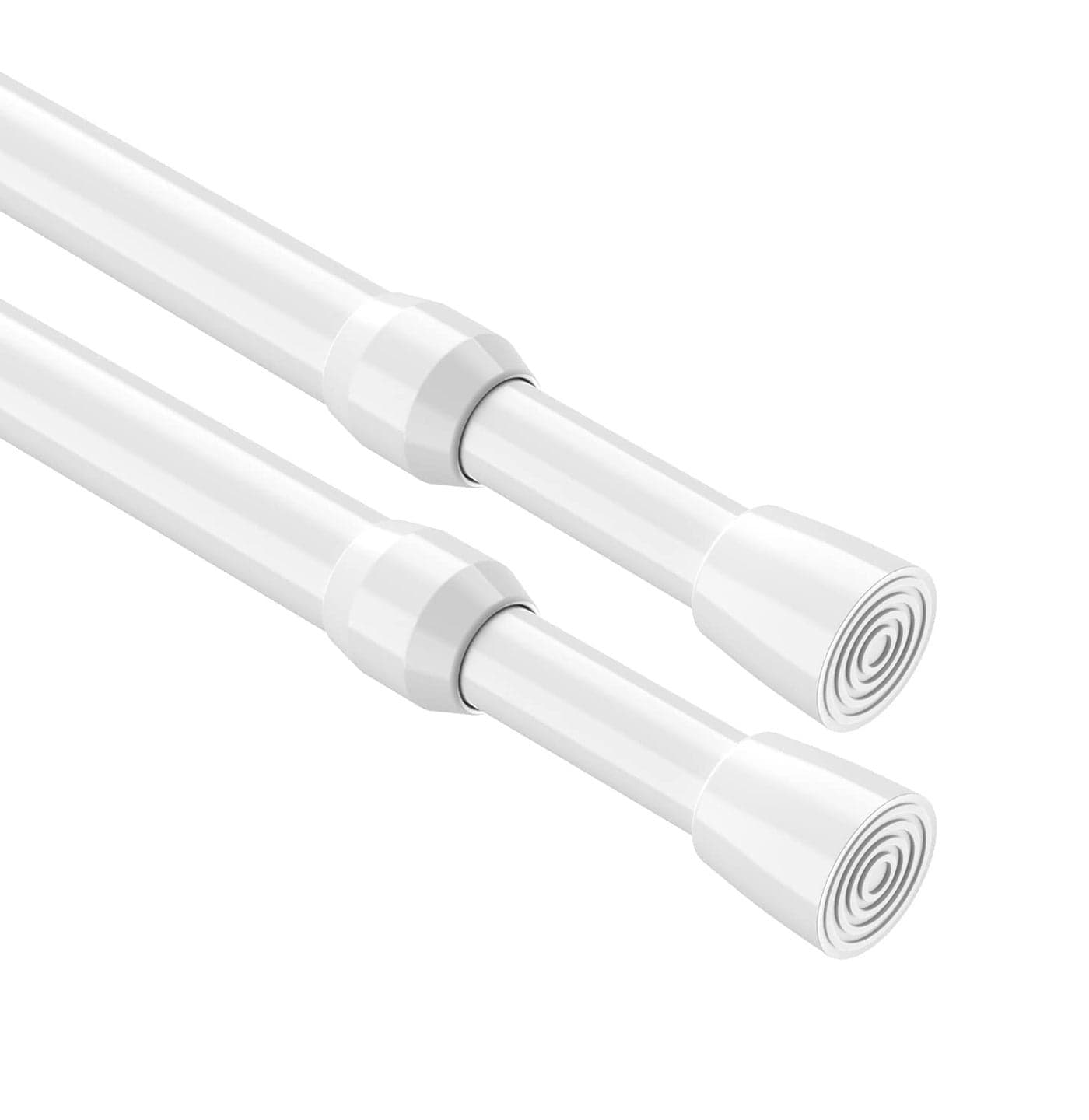 MEXAU 2Pack Tension Curtain Rod 2639 inch Spring Tension Curtain Rod White Adjustable Spring Rod Extendable Tension Rod for Kitchen Bathroom Window BookshelfCloset