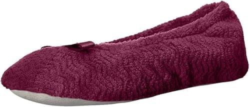 isotoner Women's Moisture Wicking and Suede Sole for Comfort and Fabric, Rose Violet Chevron, 9.5-10.5