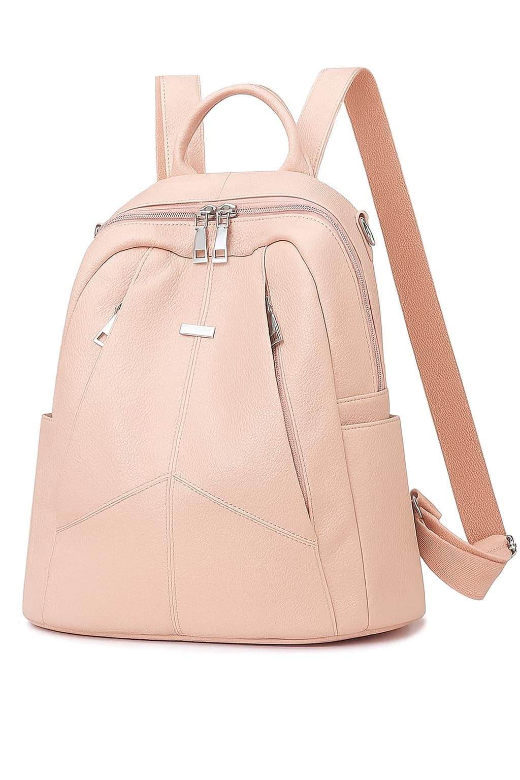 TrueArch Anti-Theft Cross Leather Backpack & Purse for Women | Shoulder Bag for Women and Girls | College Bag for Girls | Multipurpose Travel Bag | Durable | Convertible (Peach)