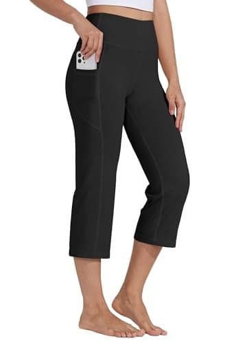 Willit Women's Yoga Capris Pants High Waist Leggings Crop Straight Leg Athletic Exercise Workout Capris 21" Black XXL