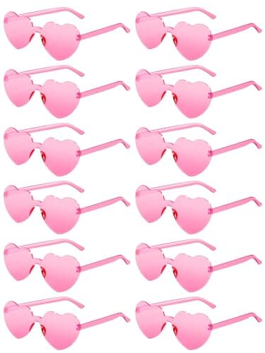 AGGKKY 12 Pairs Heart Shaped Sunglasses for Women Colorful Glasses Fun Trendy Transparent Heart Sunglasses Party Favor