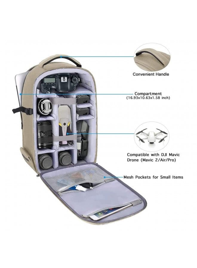 MOSISO Camera Backpack, DSLR/SLR/Mirrorless Photography Camera Bag 15-16 inch Waterproof Hardshell Case with Tripod Holder&Laptop Compartment Compatible with Canon/Nikon/Sony, Camel