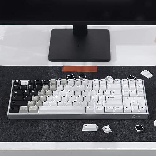 Doubleshot PBT Keycap Set, Black White Keycaps 75 Percent, Cherry Profile Custom Key Caps for Mechanical Gaming Keyboards(121key,only keycaps)