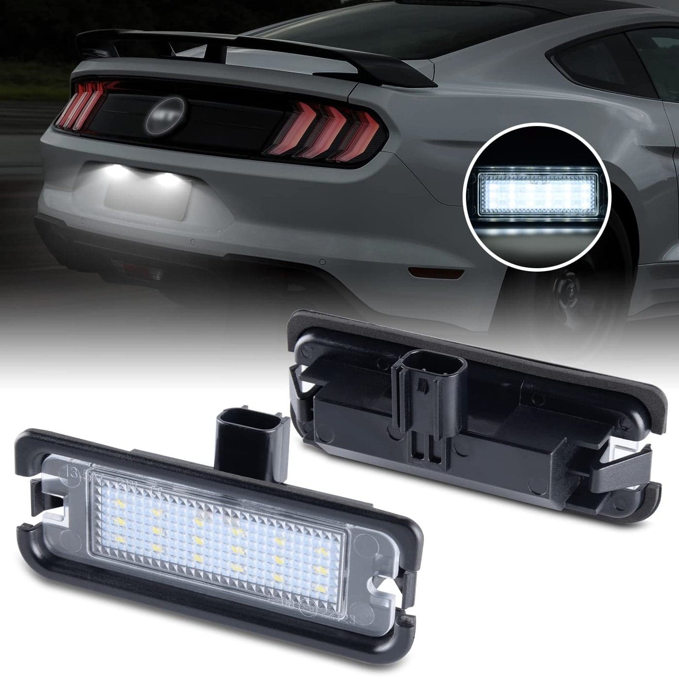 Gempro LED License Plate Light for Ford Mustang 20152023 Rear Bumper Tag Lamps Assembly 6000K White 2PCS