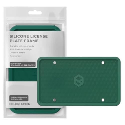 Rightcar Solutions Car Plate Frame Silicone License Plate Frame RustProof RattleProof WeatherProof License Plate Holder for Front or Rear Green 1 Pack