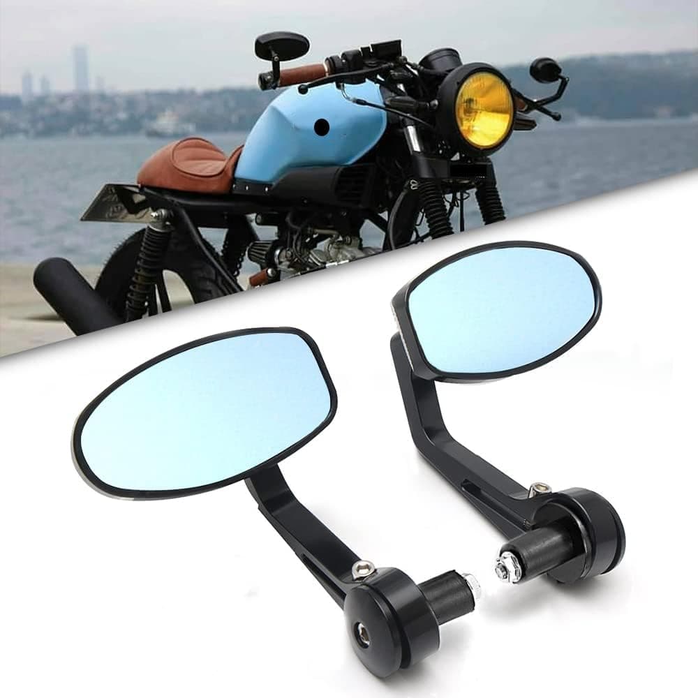 DREAMIZER Motorcycle Bar End Mirrors Universal 78 Handle Bar End Rear View Mirror Compatible with Honda GromYamahaKawasakiDucatiSuzuki black2