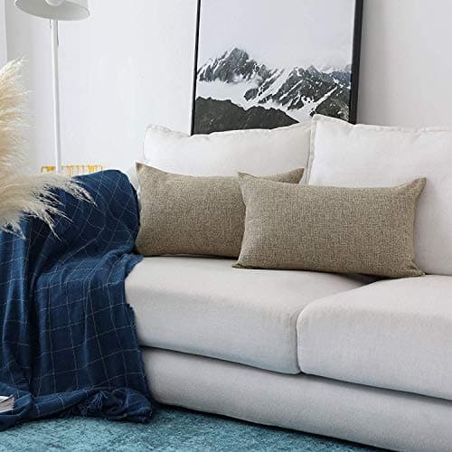 Khooti Jute Cushion Cover, Throw Pillow Cover for Couches, Chairs, Sofas, Beds, Coffee Tables, Living Rooms, Bedrooms, Modern Boho Design, 18X28 Inches/45X70 Cm | Natural Linen | Set of 1